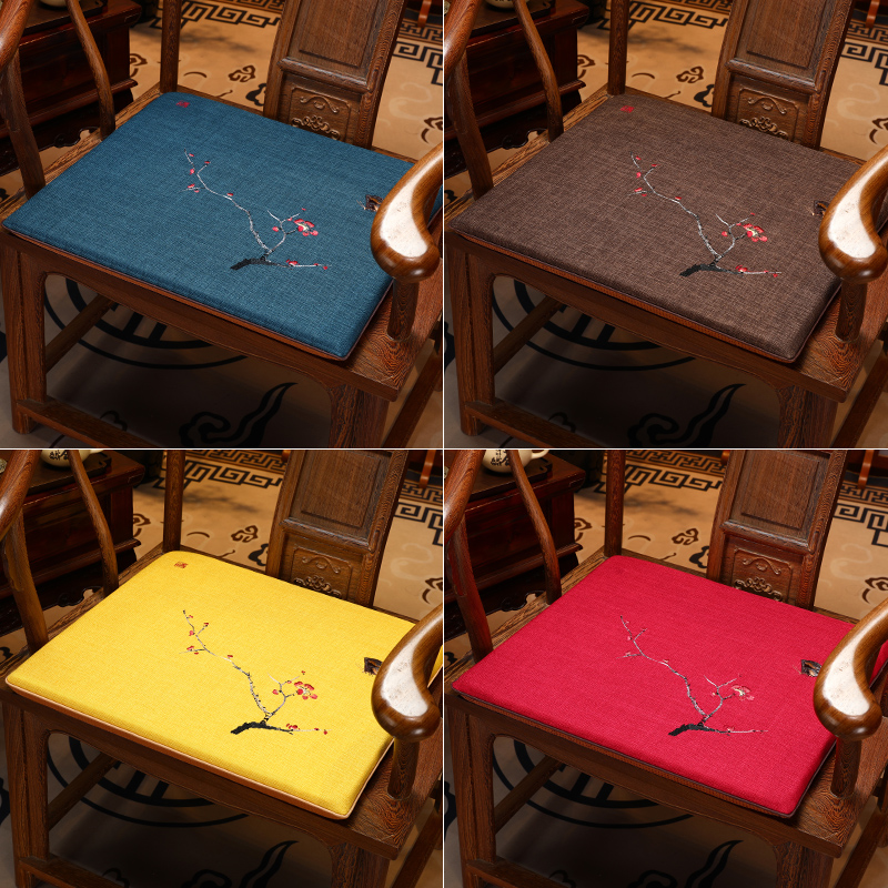 红木椅子坐垫中式刺绣垫子定制