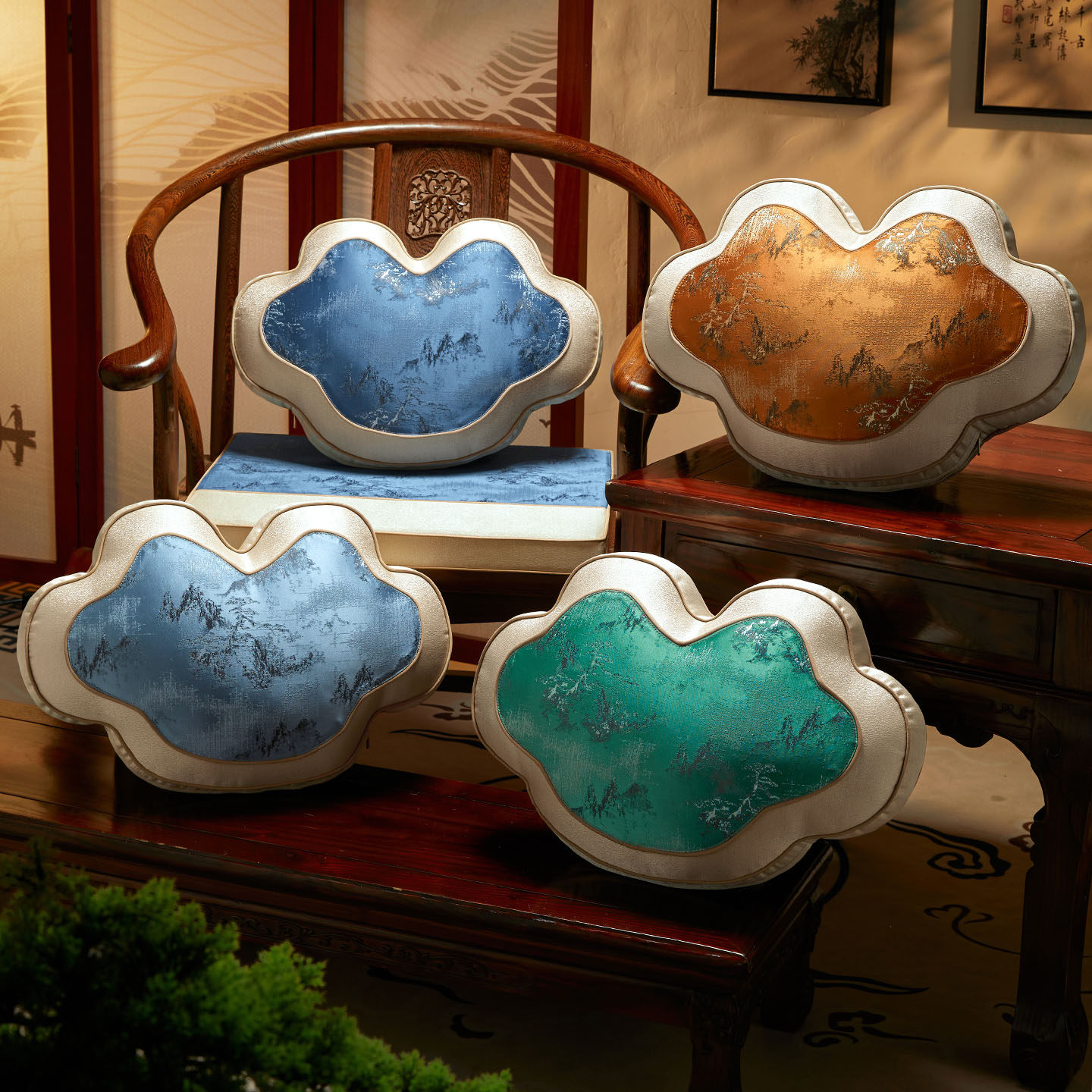 新中式抱枕客厅沙发靠垫中国风吉祥如意枕轻奢高级感腰靠垫定制