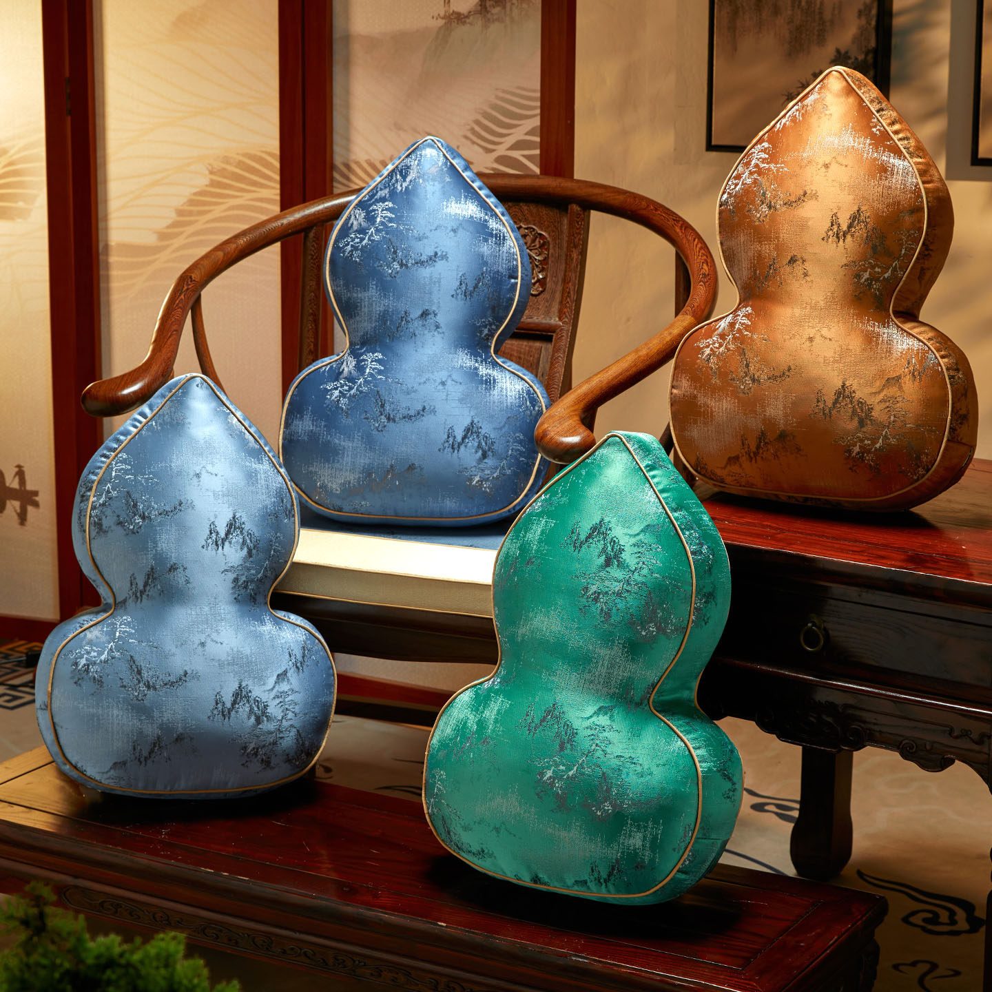 新中式抱枕客厅沙发靠垫中国风异形葫芦枕摆件靠枕高级感腰靠定制