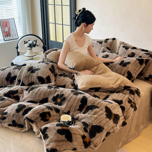 兔毛绒单件被套四件套床单床笠款