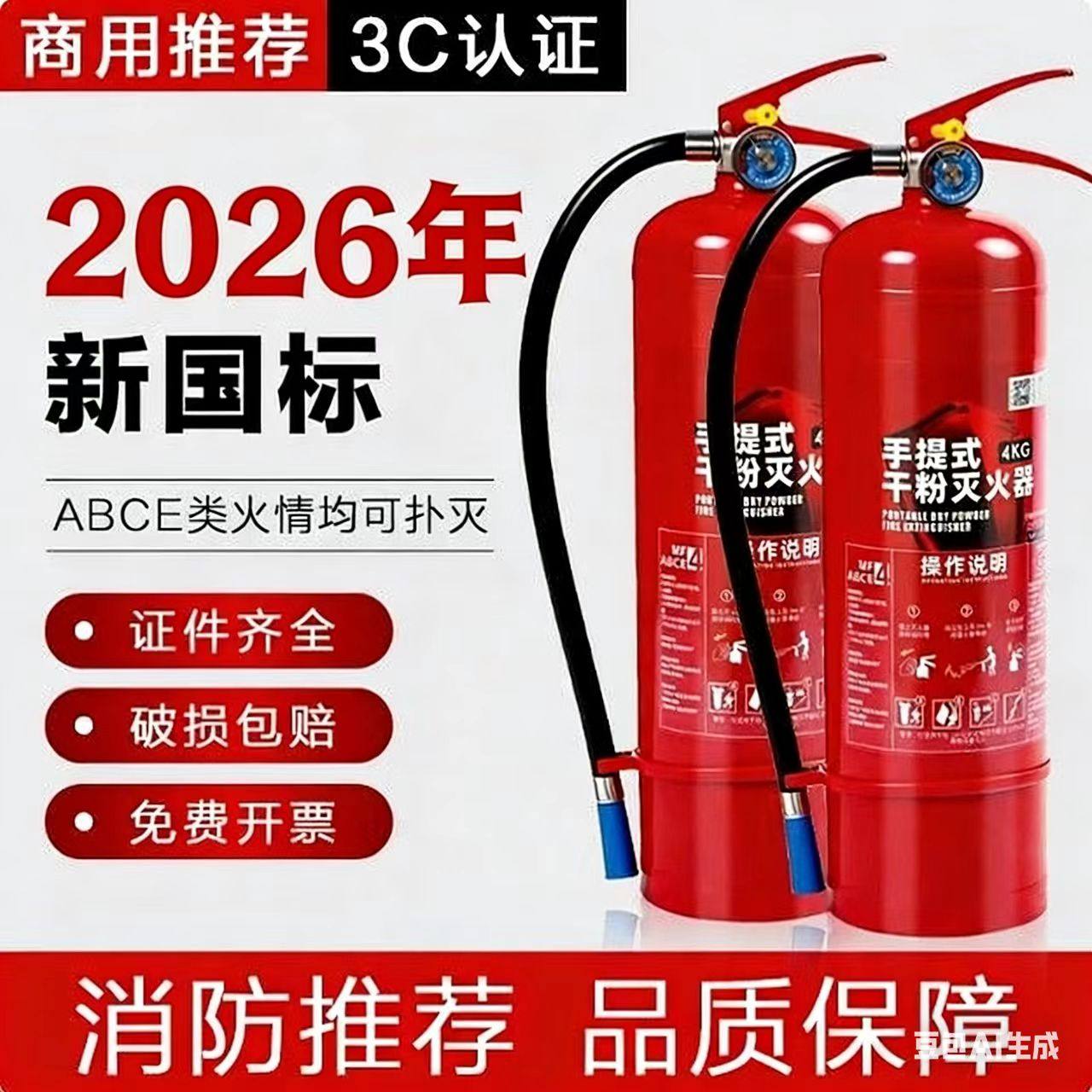 2026年新国标手提式4公斤5公斤3公斤干粉灭火器商用家用车载