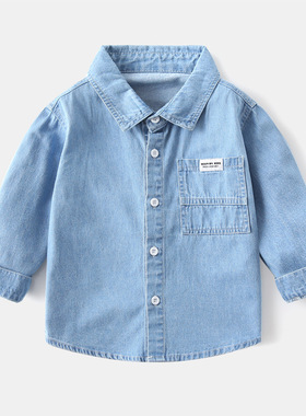 三折品牌清仓撤柜童装秋季新品儿童韩版牛仔时尚长袖衬衫 4433