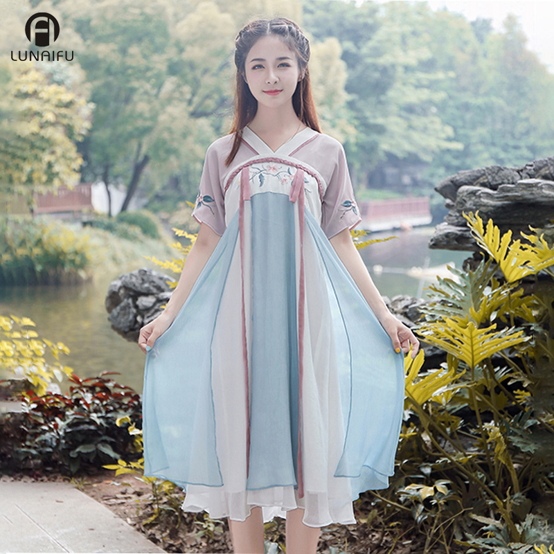 古装女汉服小个子夏款150显高古风可上班穿的改良汉元素连衣裙子
