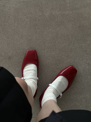 玛丽珍韩版平底鞋真皮单鞋拼色