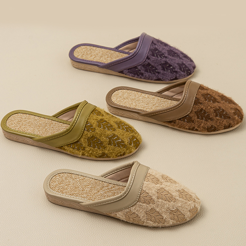 女士包头亚麻拖鞋女夏季居家用防滑2024新款四季木地板防滑凉拖鞋