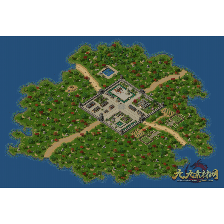 传奇地图素材 城镇系列 翠影栖凤岛 高清动态独立地砖 无缝封边