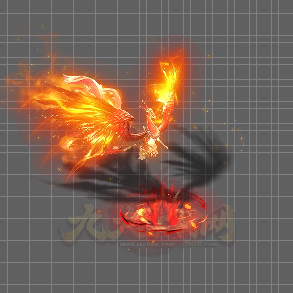 传奇怪物素材 四圣兽系列 神圣朱雀 带攻击特效 高清png格式