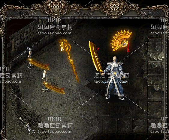 传奇武器素材 赤金屠龙逍遥扇嗜魂 复古高清动态一体 3职业武器