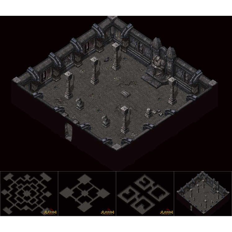 传奇地图素材 经典怀旧 石原地宫1-4层 独立真地砖套图 HG206-10