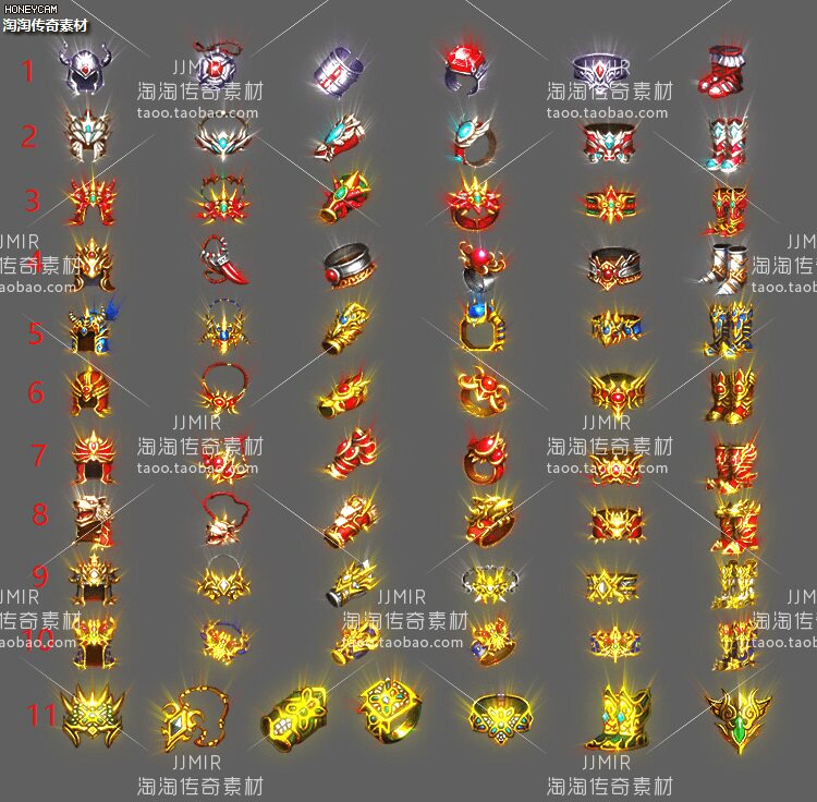 传奇首饰素材 复古沉默微变 动态首饰合集 11套打包-TS182