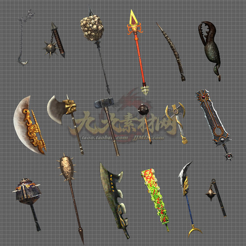 传奇武器素材 复古怪物武器系列 静态内观 内外观齐全 18把