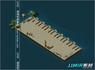 传奇地图素材 海岛系列 长形钓鱼小岛 复古独立真地砖-UZ100