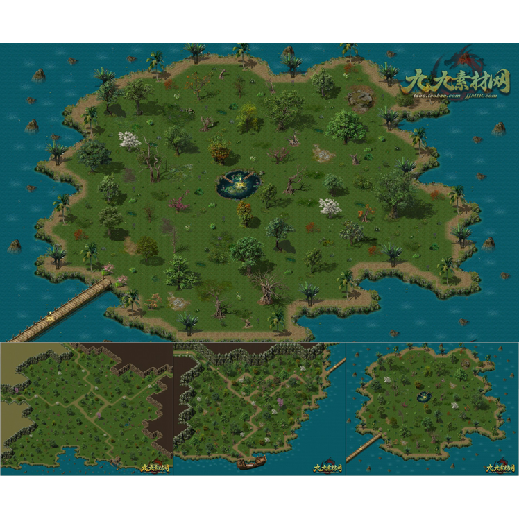 传奇地图素材 战纪系列 蓬莱幻岛1-3 高清动态独立地砖 无缝封边