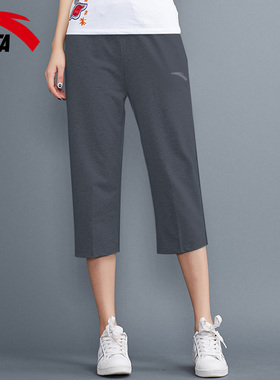 安踏运动七分裤女官网旗舰薄款大码透气修身夏季短裤78分裤中裤女