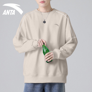 安踏卫衣男款秋冬季2026新款休闲通勤圆领长袖上衣宽松大码套头衫