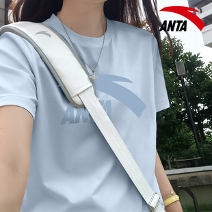 安踏短袖t恤女士官方旗舰小个子夏季高级感圆领修身正肩运动上衣