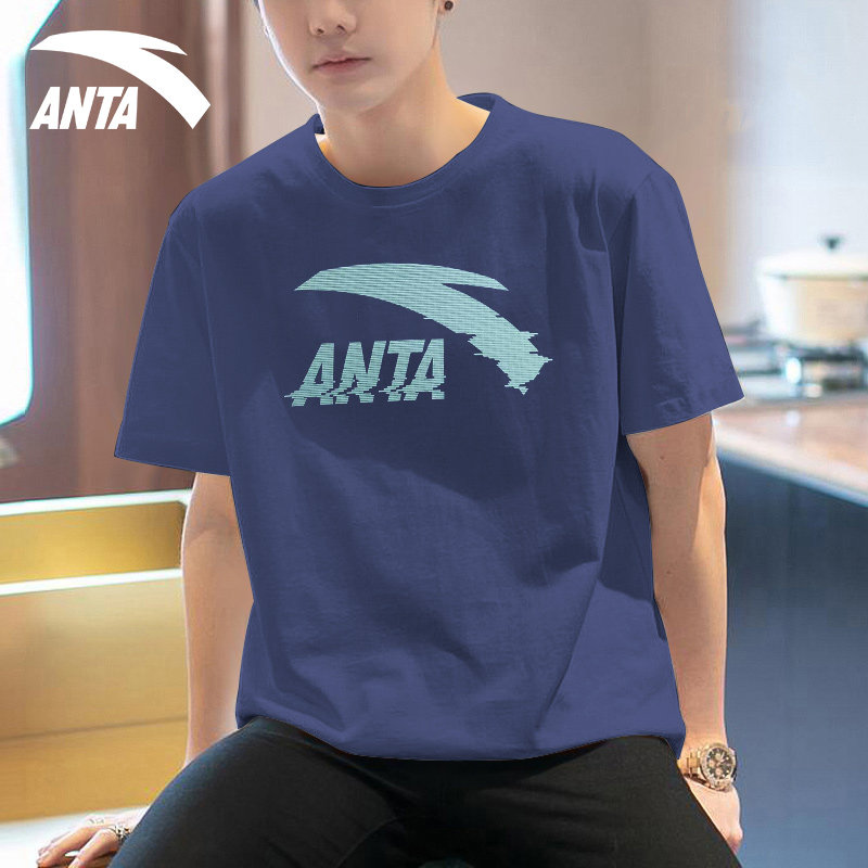 安踏t恤男短袖夏季2024新款圆领t休闲半袖潮流青少年体恤学生上衣