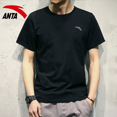 夏季新款黑色圆领男装短袖t