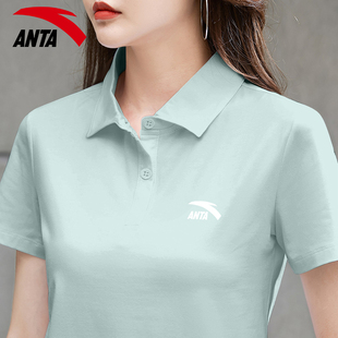 安踏冰丝polo衫女短袖夏季工作衣服装定制印字logo商务速干t恤女