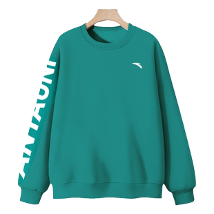 安踏圆领卫衣男士运动跑步T恤长袖大码t冬季新款简约纯色百搭外套