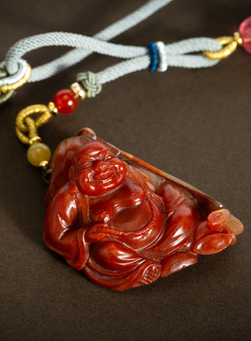 纯手工寿山石弥勒佛吊坠雕件