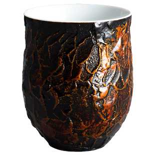 精品非遗天然大漆生漆茶杯手工金刚瓷陶瓷杯子闻香杯品茗杯普洱杯