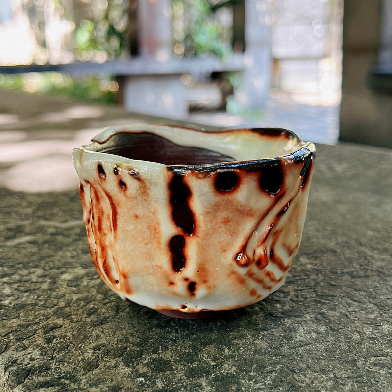 台湾纯手工柴烧杯志野烧大号茶杯
