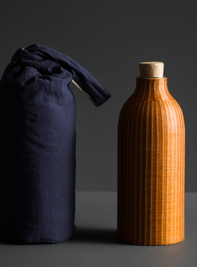 非遗精工纯手工丝竹编热水瓶旅行便携保温瓶复古水壶保暖瓶600ml