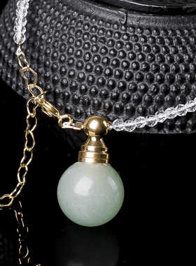 天然玉石东陵玉圆球空瓶可装香水精油朱砂胎毛宠物毛发指甲男女坠