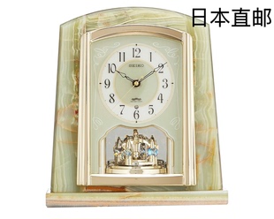 日本直邮Seiko 奢华用精工时钟置き時計电波模拟旋转玛瑙框