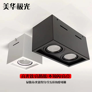 美华极光led灯明装双头射灯cob天花灯吸顶式斗胆灯客厅卧室格栅灯