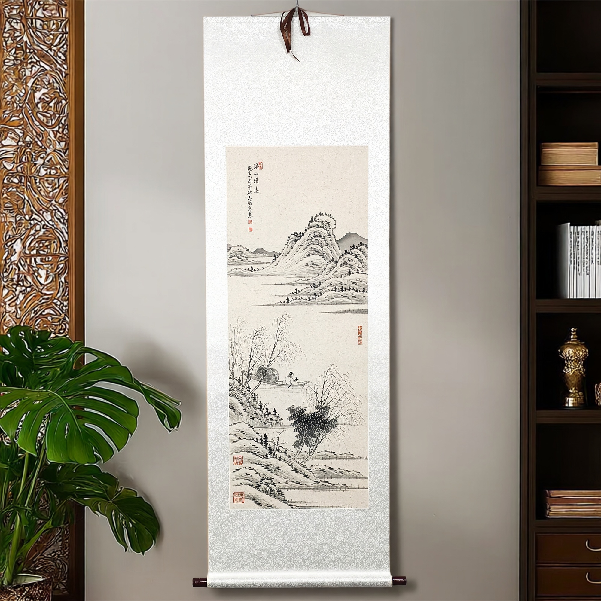 纯手绘国画山水画书画作品字画真迹水墨画客厅办公室装饰卷轴挂画