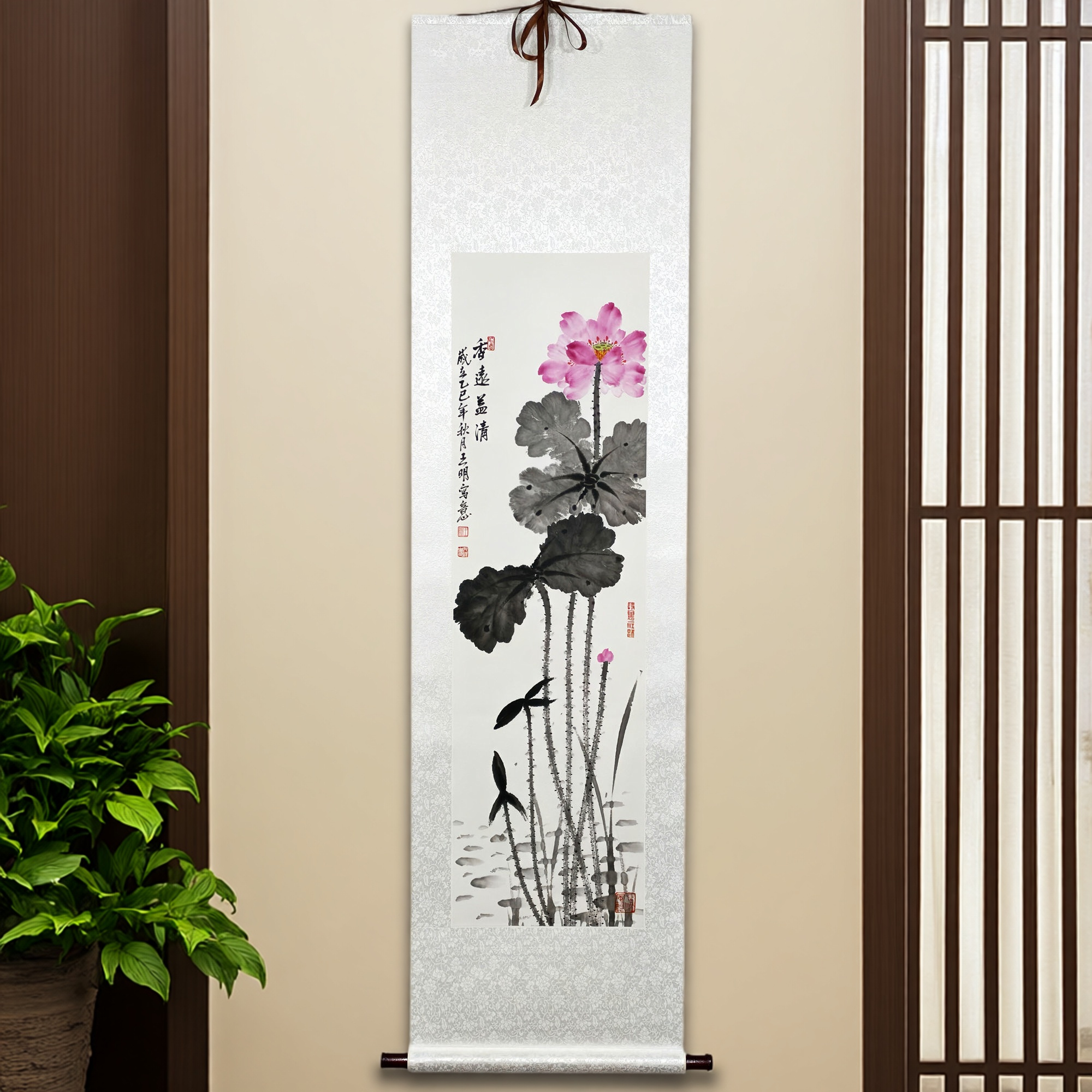 纯手绘书画作品真迹写意水墨画国画客厅装饰挂画兰竹荷花卷轴挂画