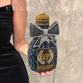 UGALS欧美时尚 水晶酒造型镶钻满钻闪亮不灵晚宴包单肩手拿斜挎包