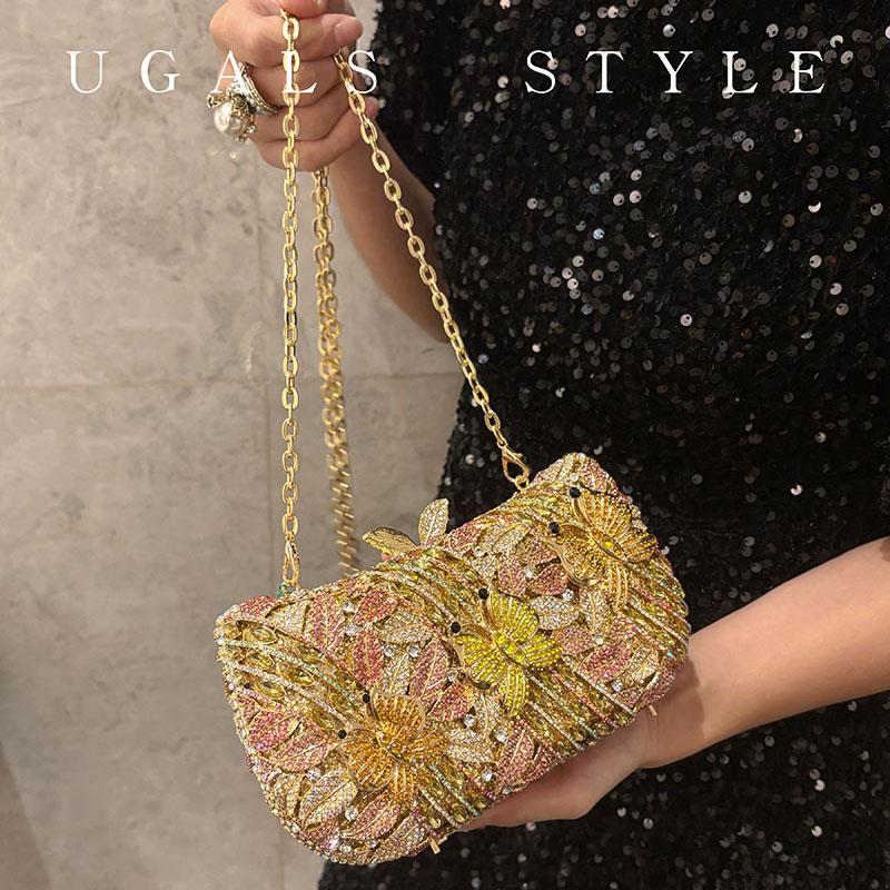 UGALS欧美轻奢重工彩钻小方包