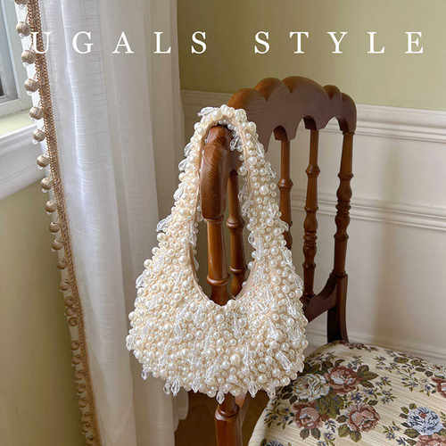 UGALS托特包手工编织名媛珍珠包