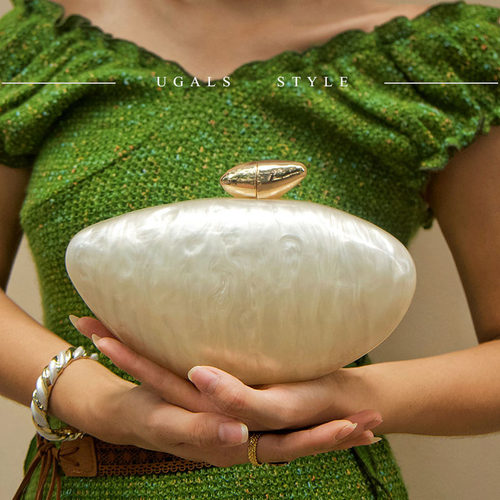 UGALS法式复古亚克力大理石鹅蛋宴会盒子名媛气质百搭斜挎手提包