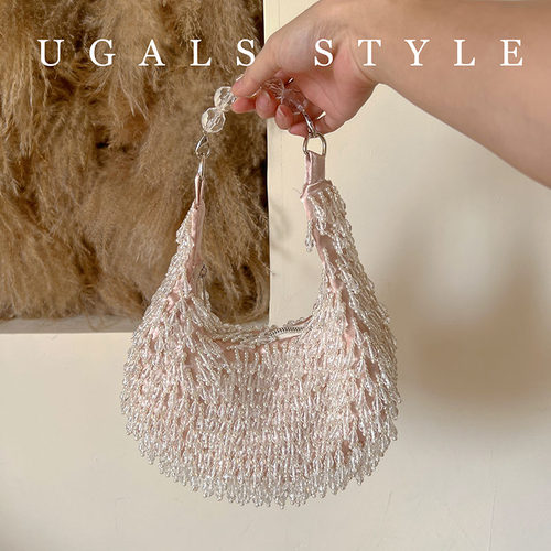 UGALS托特包重工编织珍珠腋下包