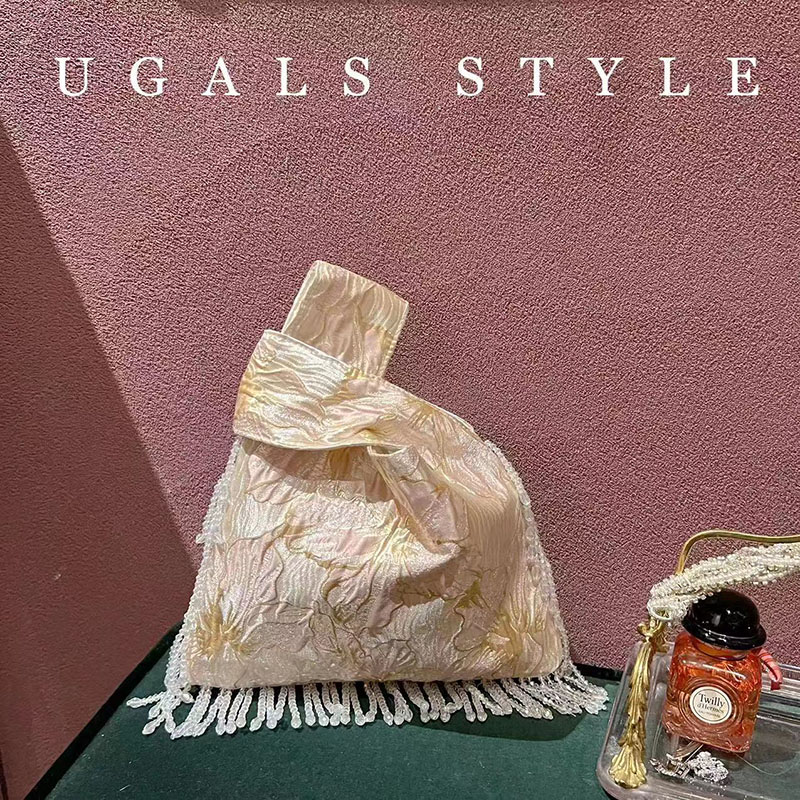 UGALS褶皱花朵菜篮子手拿托特包