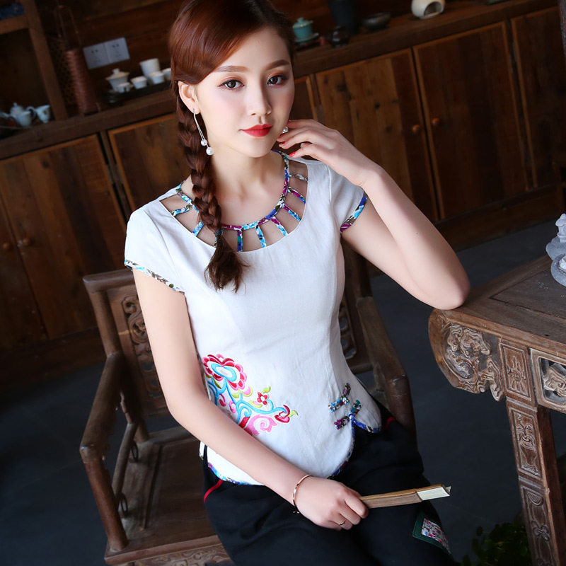 改良旗袍上衣女夏季2019新款 黑色顯瘦大碼時尚唐裝媽媽裝女裝在類目 女裝/女士精品, 唐裝/民族服裝/舞臺服裝, 唐裝/中式服裝, 上衣中 - 來自Buy2taobao.com提供專業的淘寶代購服務