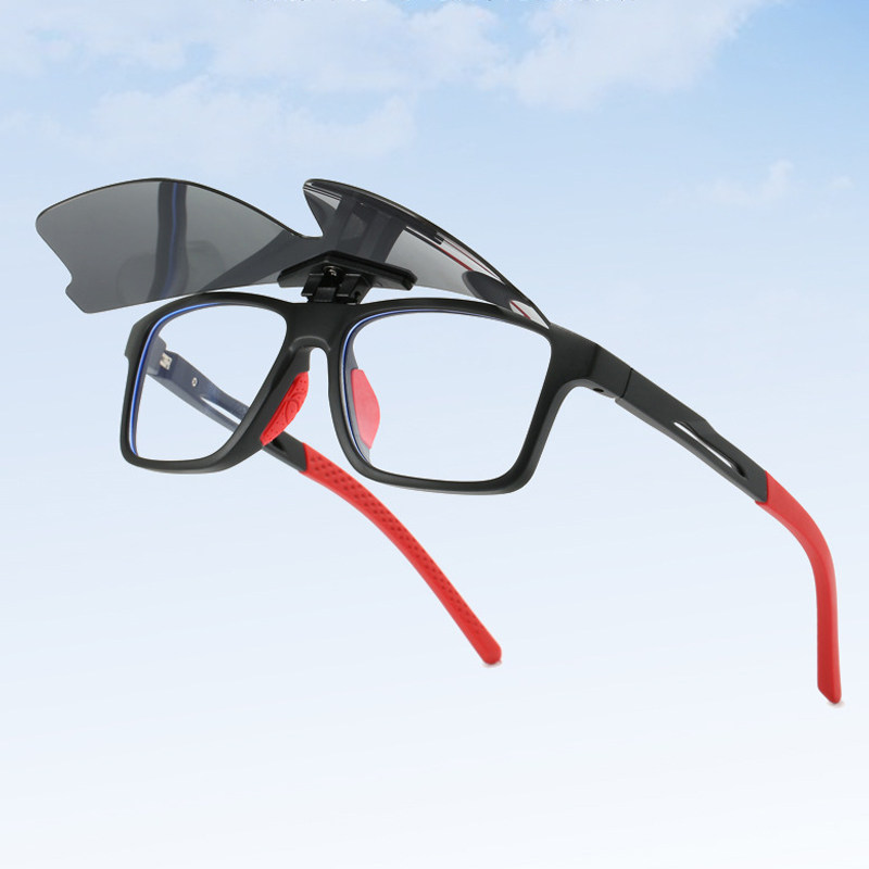 户外运动眼镜近视潮流可翻盖太阳眼镜男防紫外线墨镜偏光骑行近视