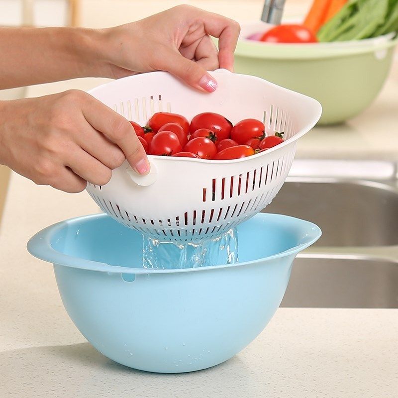 防尘漏盆过滤提菜器洗水果沥水篮两层漏篮小筐洗豆子洗菜篓分离分|msdalam kategori pinggan mangkuk, pinggan mangkuk, mangkuk buah-buahan/plat buah-buahan/bakul buah-buahan - dari Buy2taobao.com untuk memberikan perkhidmatan ejen Taobao profesional membeli