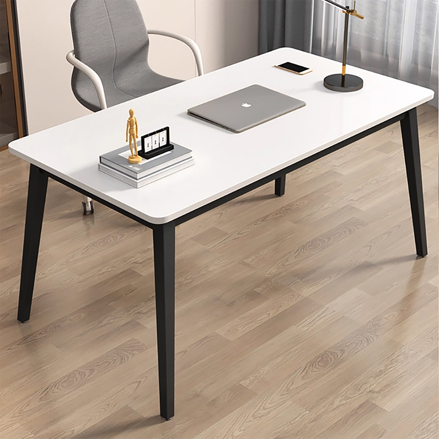 简易电脑桌办公桌钢木书桌简约现代双人经济型台式桌子家用写字台