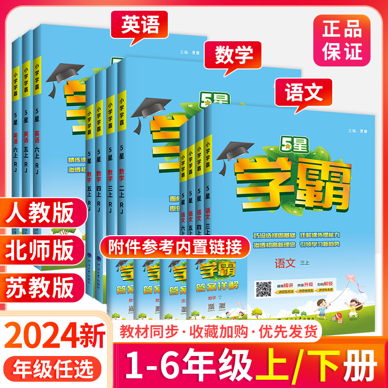 2024小学学霸一二年级三四年级五六年级上册下册语文数学英语教材同步练习题册人教版北师大版苏教版下课时作业本专项提优大试卷上
