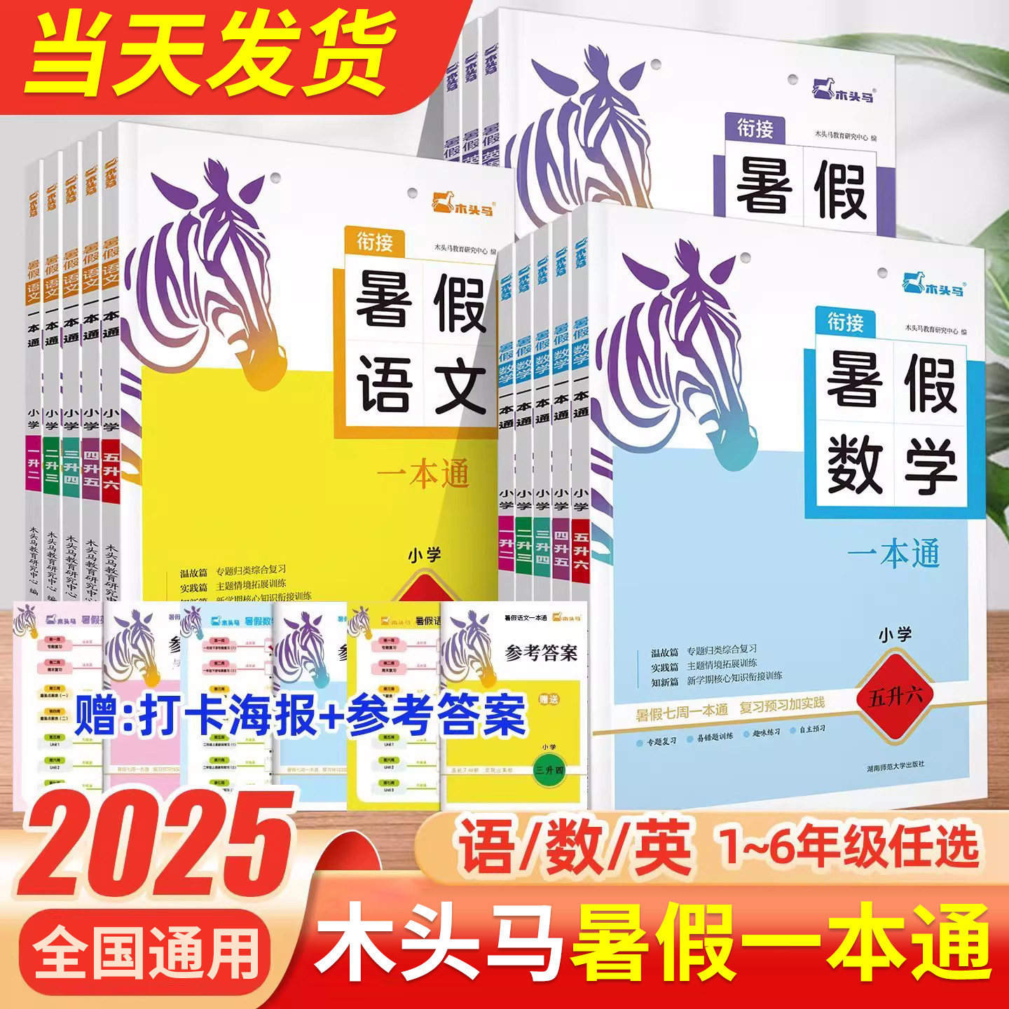 2025木头马暑假一本通一升二升三四五六年级上下册暑假衔接作业语文数学英语暑假作业人教版教材同步练习册专项训练题预复习一本通