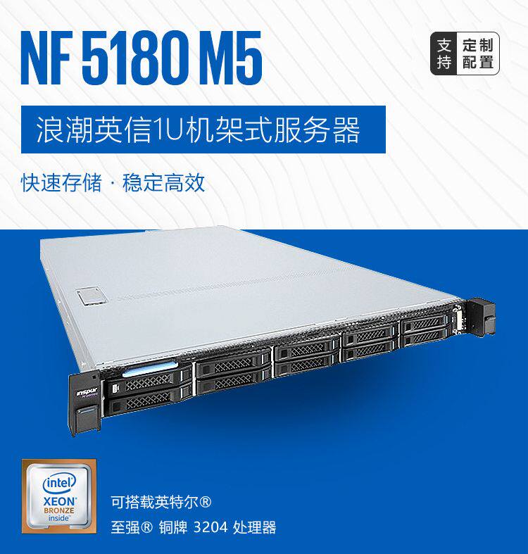 浪潮NF5180M5服务器 3204 64G 2X2.4T RA
