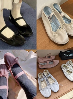 现货 Rockfish 江疏影同款 芭蕾鞋蝴蝶结绸缎奶奶鞋玛丽珍单鞋