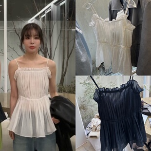 【现货】韩国atelier edition连衣裙新款抽褶绳花边吊带上衣裙女