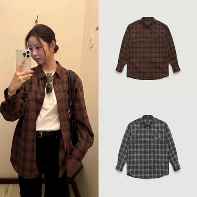 韩国直邮 thebarnnet 2025冬季新款 八奶复古格子衬衫外套上衣女