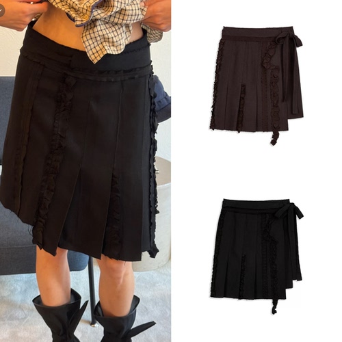 买手店 OPEN YY 设计师品牌 26SS春夏新款亚麻半身裙褶皱裹身裙女